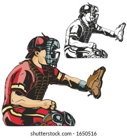 Baseball catcher. Vector illustration