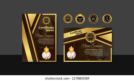 Diseño De Certificados De Béisbol Con Vector Juego De Copa De Oro. béisbol. Plantilla de premio deportivo. Diseño de logros. Graduación. Documento ganador. Copa de Ganadores. Plantillas de ilusión