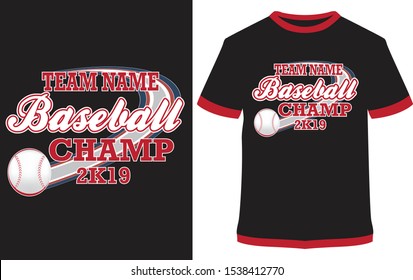 Baseball champing - Vector graphic, typographic poster, vintage, label, badge, logo, icon or t-shirt
