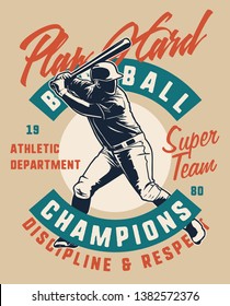 Baseball Champion Player Vintage Style