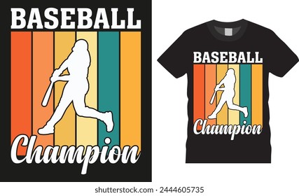 Baseball champion, Baseball typography vector t-shirt design. Baseball t-shirts design unique motivational quote .Baseball lover t-shirt design ready for print, apparel, banner pod, Illustration