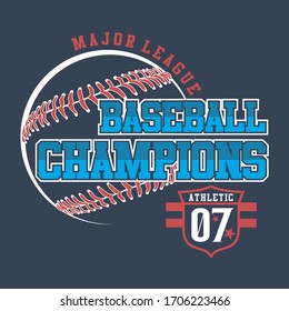 baseball champions, original design typography, t-shirt graphics, vectors illustration