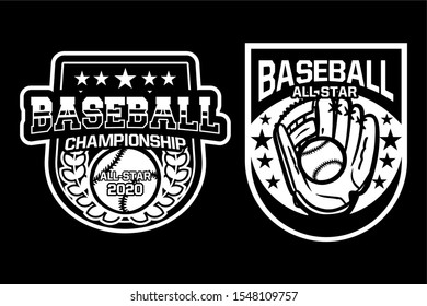 baseball championship all star badge logo emblem template collection black and white