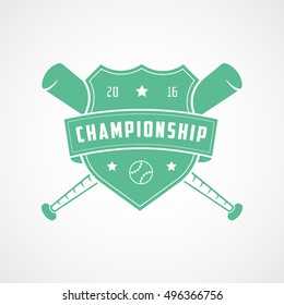 Baseball Championship Emblem Green Flat Icon On White Background