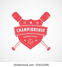 Baseball Championship Emblem Red Flat Icon On White Background