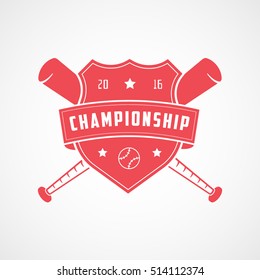 Baseball Championship Emblem Red Flat Icon On White Background
