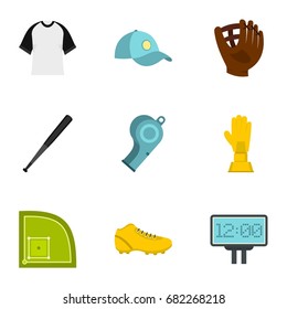 Baseball championship icons set. Flat set of 9 baseball championship vector icons for web isolated on white background