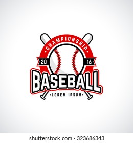 Baseball Championship Logo With Ball. Vector Design Template.