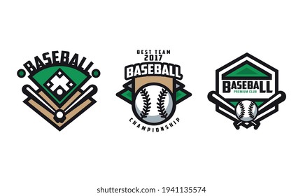 Baseball Championship Logo Design Set, Sport Team, Club Identity Retro Badges Vector Illustration