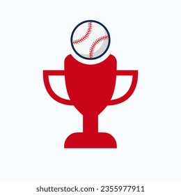 Baseball Championship Trophy Logo Design Concept With Baseball And Trophy Icon