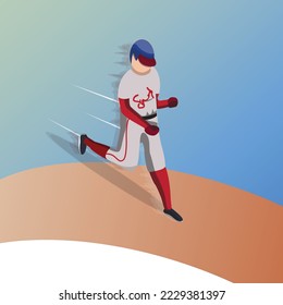Baseball character in action vector art design