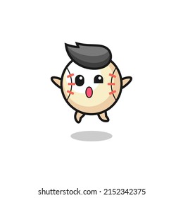 baseball character is jumping gesture , cute design