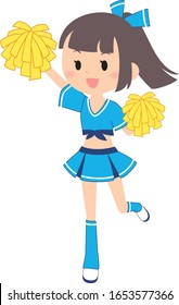 baseball cheerleader cartoon vector illust