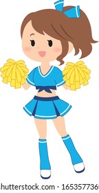 baseball cheerleader cartoon vector illust