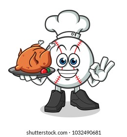 baseball chef mascot vector cartoon illustration