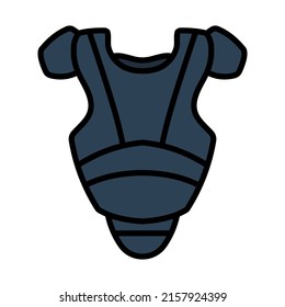 Baseball Chest Protector Icon. Editable Bold Outline With Color Fill Design. Vector Illustration.