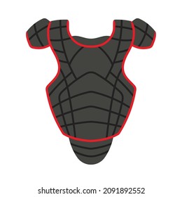 Baseball Chest Protector Icon. Flat Color Design. Vector Illustration.