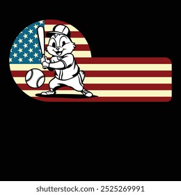 Baseball Chipmunk American Flag Camiseta divertida