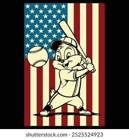 Baseball Chipmunk USA Flag Camiseta de regalo patriótico