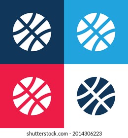 Baseball Circular Ball blue and red four color minimal icon set