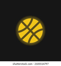 Icono de neón brillante amarillo de la bola circular de béisbol