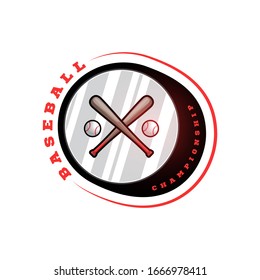 Baseball circular vector logo with cross bat. Modern professional typography sport retro style vector emblem and template logotype design Baseball red logo design.