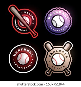 Baseball circular vector logo Set. Modern professional Typography sport retro style vector emblem and template logotype design. Baseball colorful logo collection.