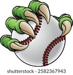 A baseball claw sports illustration of an eagle or animal monster hand holding ball
