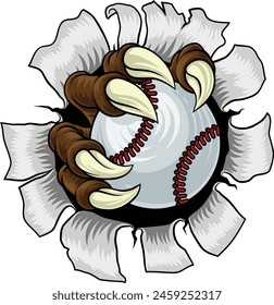 A baseball claw sports illustration of an eagle or animal monster hand holding ball