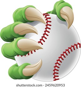 A baseball claw sports illustration of an eagle or animal monster hand holding ball