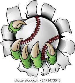 A baseball claw sports illustration of an eagle or animal monster hand holding ball