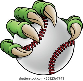 A baseball claw sports illustration of an eagle or animal monster hand holding ball