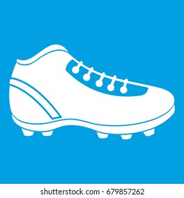 Baseball cleat icon white isolated on blue background vector illustration