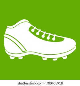 Baseball cleat icon white isolated on green background. Vector illustration