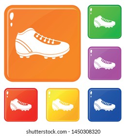 Baseball cleat icons set collection vector 6 color isolated on white background