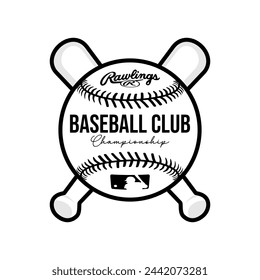 Baseball club championship logo illustration design black white