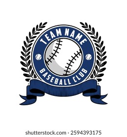 baseball club team logo with circular laurel wreaths, perfect for baseball teams