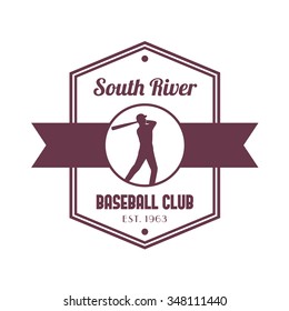 Baseball club vintage logo, emblem, badge, with baseball player at bat, vector illustration