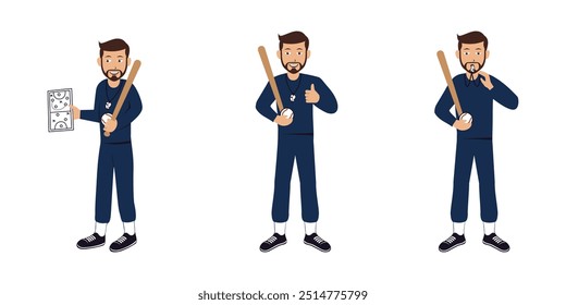 Vector de ilustración de diseño de personajes de entrenador de béisbol, formato eps, adecuado para sus necesidades de diseño, logotipo, ilustración, animación, etc.