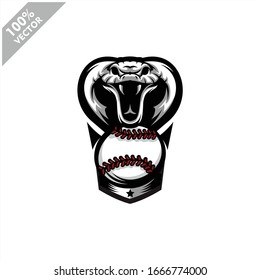 Baseball Cobra snake team logo design. Scalable and editable vector.