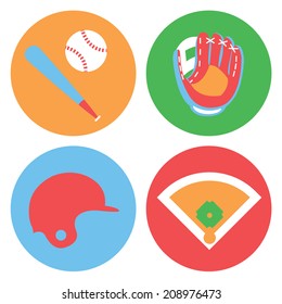 Baseball collection / Vector illustration / Baseball icons set / Flat design