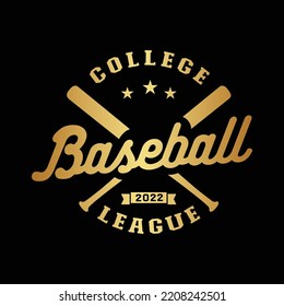 Baseball college league logo. Graphic design for t-shirt. Vector and illustration.