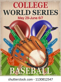 Baseball College  poster.Vector illustration.