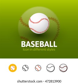 Baseball color icon, vector symbol in flat, outline and isometric style isolated on blur background