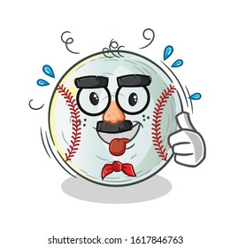 baseball comedian funny face cartoon with big nose mask. cute chibi cartoon mascot vector