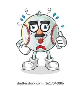 baseball comedian funny face cartoon with big nose mask. cartoon mascot vector