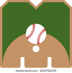 Baseball Court Field Letter Vector Element Alphabet M