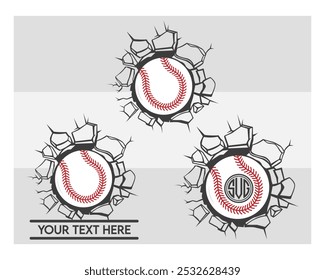 Baseball cracked wall, Baseball hit wall, baseball broken, Baseball, Silhouette, Sports, Softball Silhouette, Ball, Png, Vector, Clipart, Softball, 