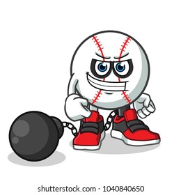 baseball criminal mascot vector cartoon illustration