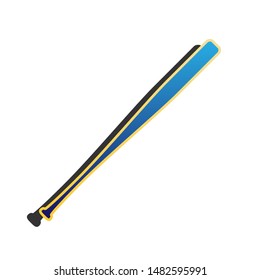 Baseball Crossed Bat icon. Blue icon with gold contour with dark gray shadow at white background. Illustration.